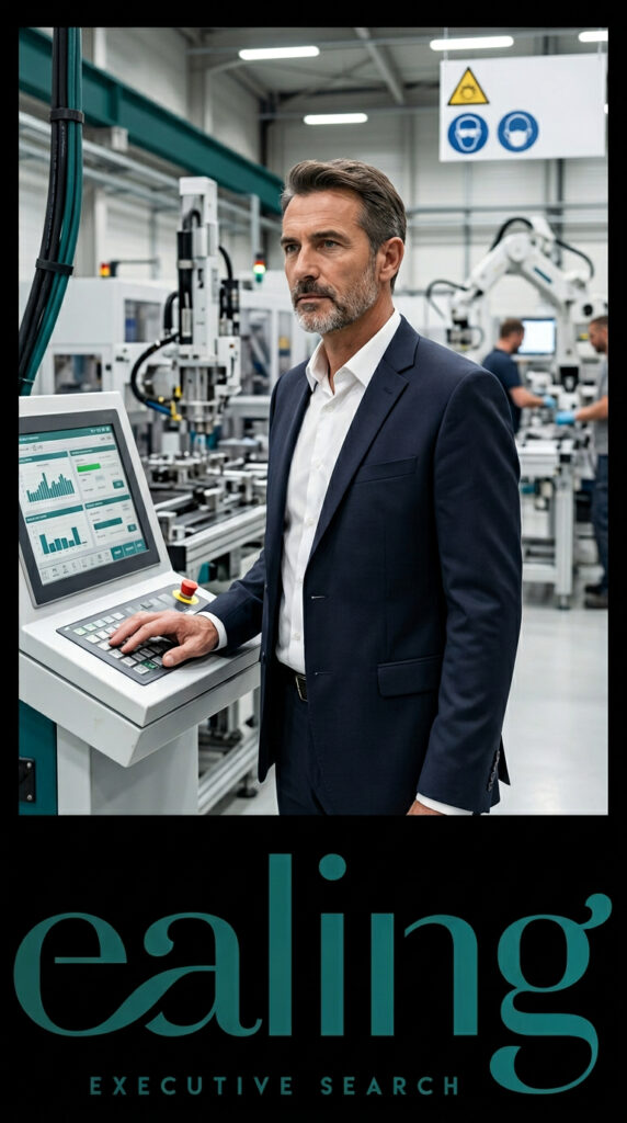 Homme en costume utilisant une machine industrielle